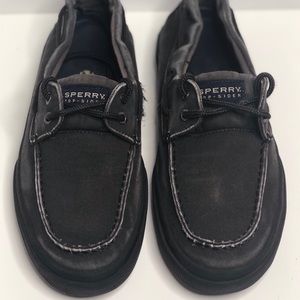 Men's Sperry Top-Sider Banana II Canvas Boat Shoes Casual Sneakers Black Sz 10.5